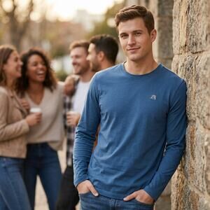 Avalanche Outdoor Supply Co. Men's Long Sleeve T-shirt Blue/Green, Size Medium